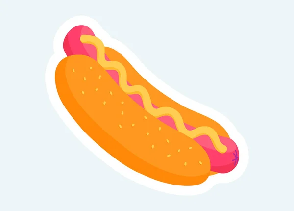Hot Dog Sausage Ketchup Bun Fast Food Takeaway Vector Illustration — Image vectorielle