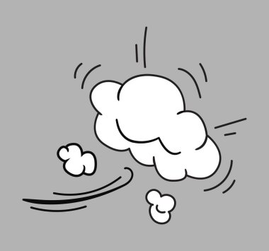 Motion effect with bang explosion cloud and speed trail isolated. Illustration in comic cartoon design
