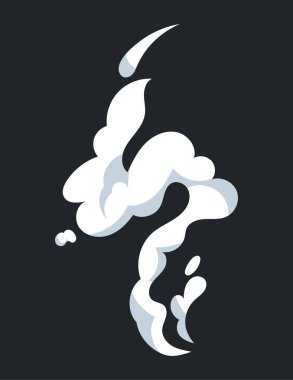 Smoke effect with white flowing trail and fluffy cloud shapes move. Illustration in comic cartoon design