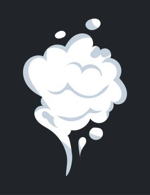 Smoke effect of white cloud and water vapour or steam shape. Illustration in comic cartoon design