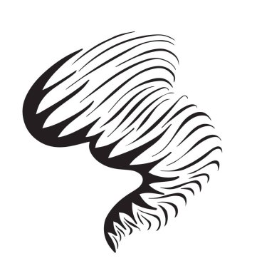 Tornado effect with black abstract line spiral funnel in whirlpool. Illustration in comic cartoon design