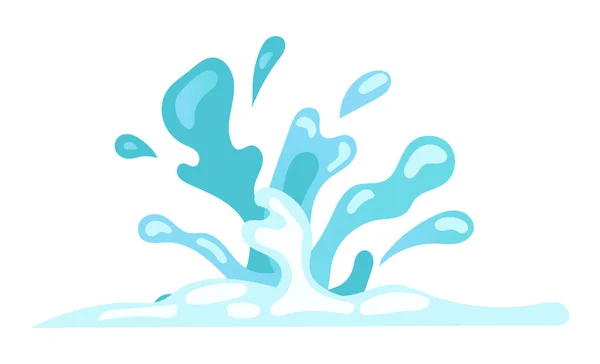 Blue water motion effect with flowing splashes and drops. Illustration in comic cartoon design