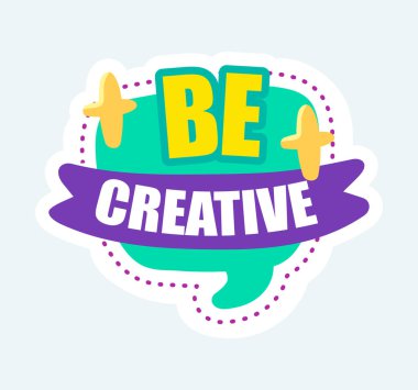 Be creative text on abstract shapes of ribbon and bubble. Illustration in cartoon sticker design