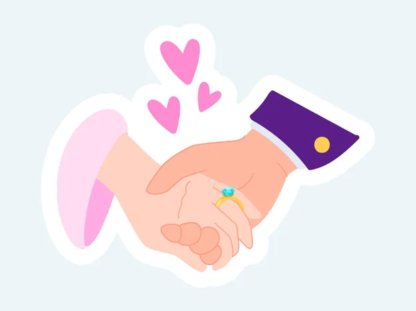 Human Hands Bride Groom Holding Together Wedding Celebration Illustration Cartoon — Stock Photo, Image