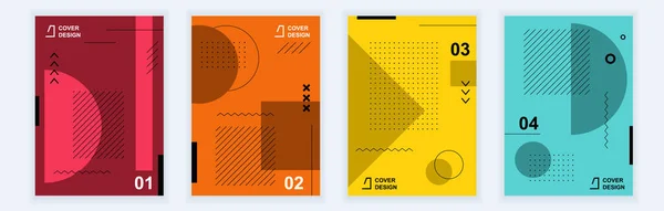 Abstract Brochure Covers Set Modern Minimal Geometric Design Memphis Style — Stock vektor