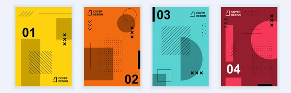 Abstract Brochure Covers Set Modern Minimal Geometric Design Memphis Style — Stock Vector