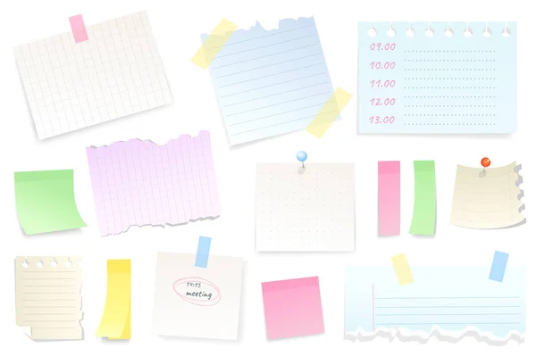 Reminder Notepad Sheets Set Graphic Elements Flat Design Bundle Blank — Stock Photo, Image