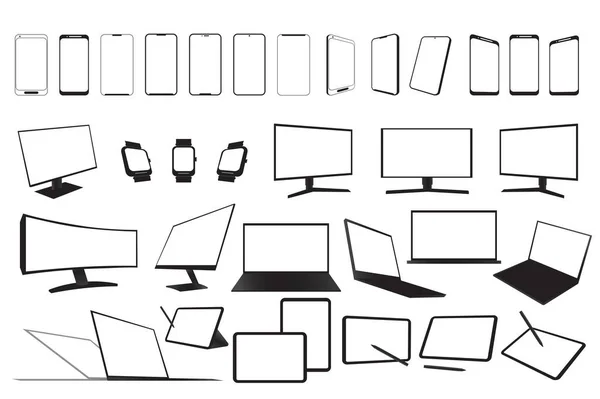 Electronic Devices Set Graphic Elements Flat Design Bundle Minimalist Simple — Zdjęcie stockowe