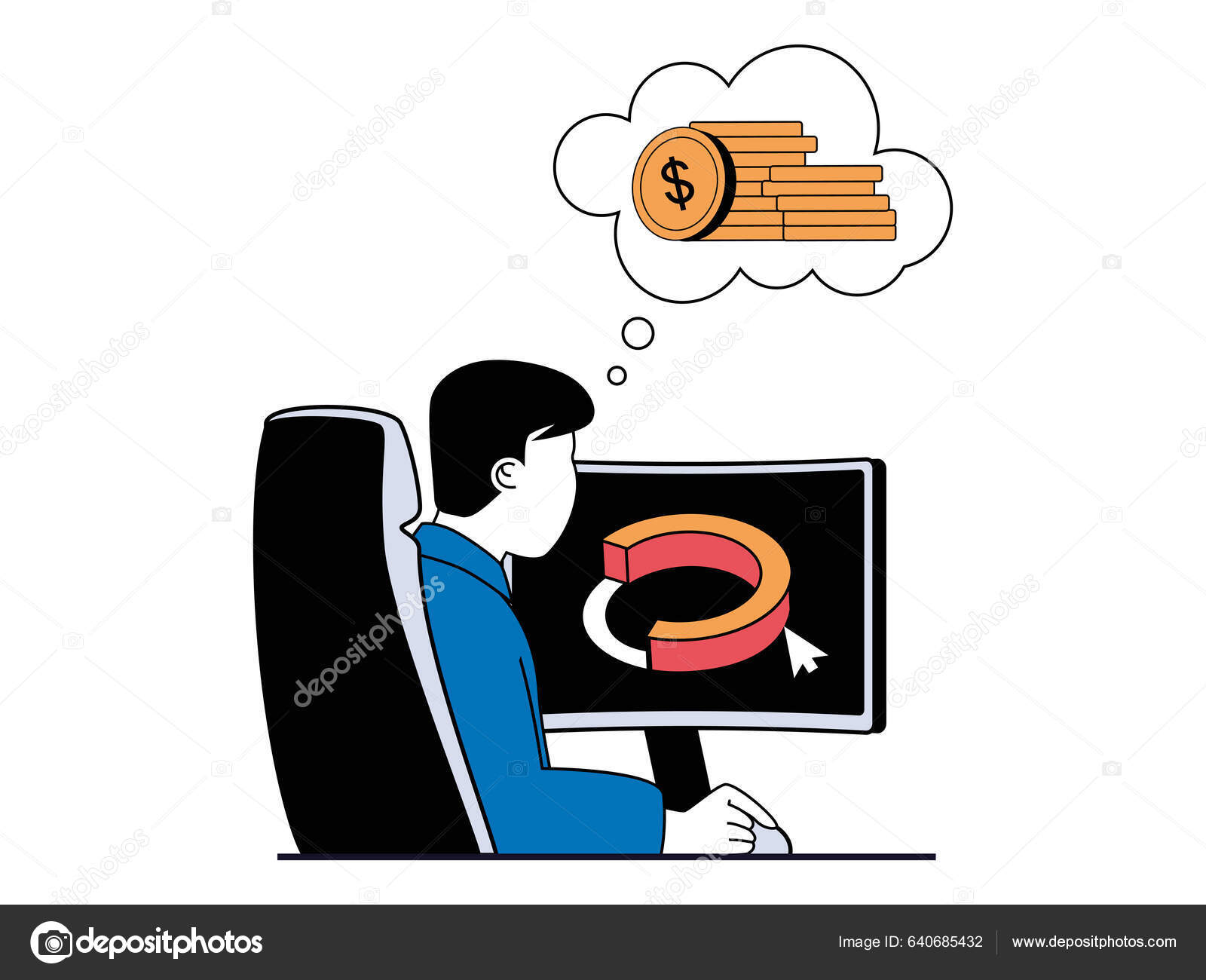 Digital Business Concept Character Situation Businessman Analyzing ...