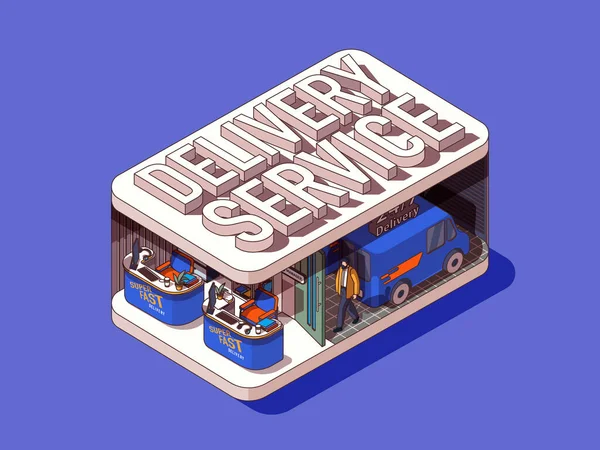 Delivery Service Concept Isometric Graphic Design Post Office Issuance Parcels — Stock Photo, Image