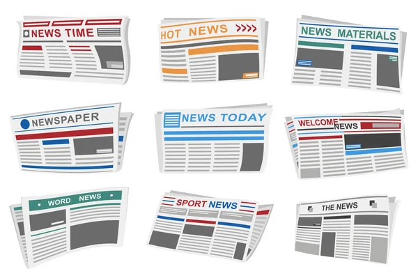 Newspapers Set Graphic Elements Flat Design Bundle Periodical Publications Different — Stock Photo, Image