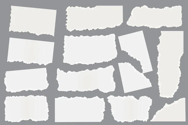 フラットデザインでグラフィック要素を設定します 空のスペース 引き裂かれた裂けた縁のあるページピースを持つ白い裂けた紙のスクラップのさまざまな形状の束 イラスト孤立オブジェクト — ストック写真