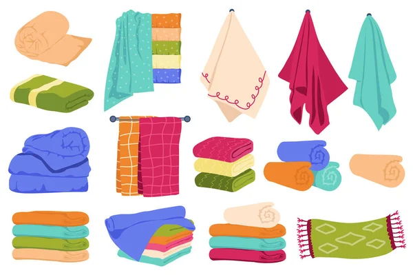 Ręczniki Ustawiają Elementy Graficzne Płaskiej Konstrukcji Pakiet Kolorowe Ręczniki Serwetki — Zdjęcie stockowe
