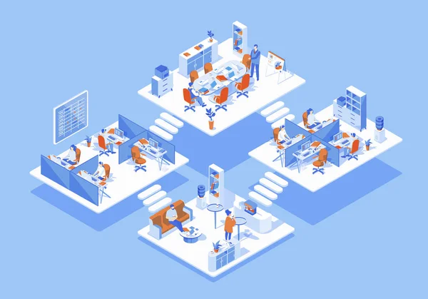 Call Center Concept Isometric Web Scene Infographic People Working Different — Stock Photo, Image