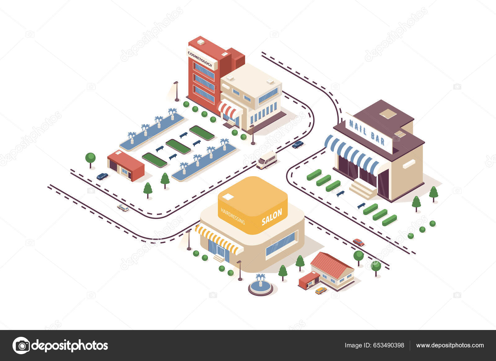 Salão Beleza Conceito Isométrico Web Infográfico Processo Fluxo