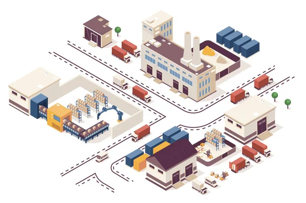 Automated Industry Concept Isometric Web Infographic Workflow Process Mapa Infrastruktury — Stock fotografie