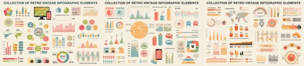 Mega Set Von Vintage Infografik Elementen Datenvisualisierungsvektordesign Vorlage Kann Für — Stockvektor