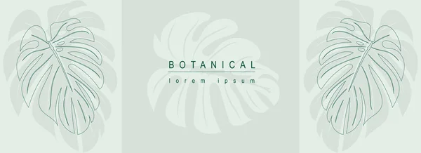 Βοτανικό Αφηρημένο Φόντο Floral Σχέδιο Γραμμή Τέχνης Οριζόντια Web Banner — Διανυσματικό Αρχείο
