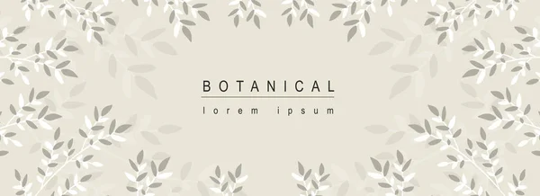 Botanischer Abstrakter Hintergrund Mit Floralem Liniendesign Horizontales Webbanner Mit Einfarbigem — Stockvektor