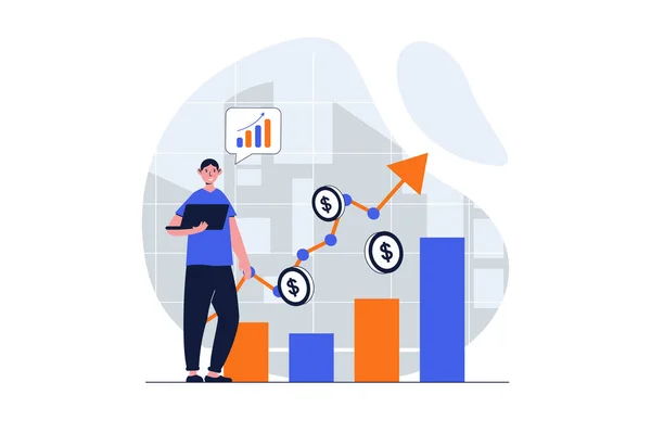 Sales Performance Web Concept Met Karakter Scene Mens Analyseert Financiële — Stockfoto