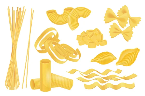 Pâtes Italiennes Méga Set Design Plat Graphique Paquet Éléments Spaghetti — Image vectorielle
