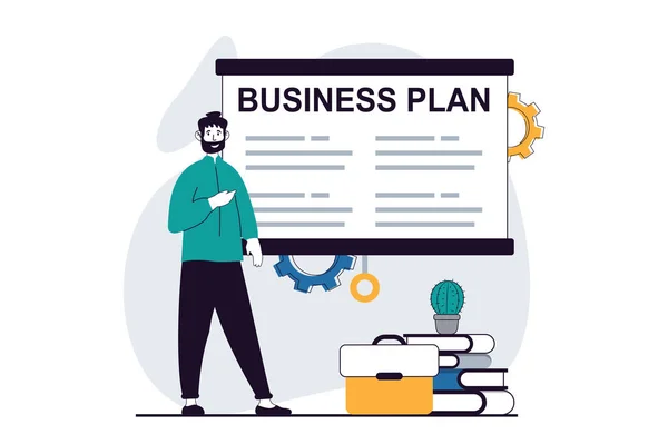 Business Making Concept People Scene Flat Design Web Man Showing — Stock Vector