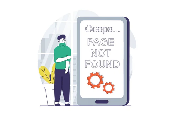 Page Found Concept People Scene Flat Design Web Man Sees — Stock Vector