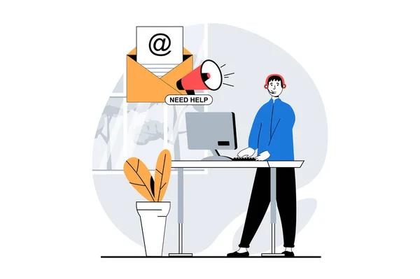 디자인의 사람들 기술적 사람은 고객으로부터 이메일을 전문적 조언을 미디어 마케팅 — 스톡 벡터