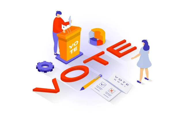 Election Voting Concept Isometric Design People Vote Democracy Elections Meet — Stock Vector