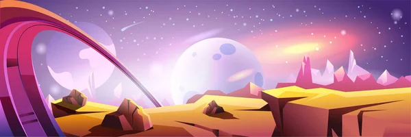 Dunkles Deep Space Hintergrundbanner Flachen Cartoon Design Kosmos Fantasy Poster — Stockvektor