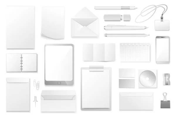 Corporate Identity Mega Set Realistic Design Bundle Elements Paper Forms — Stock Vector