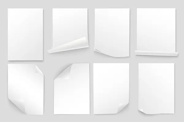 Arkusze Papieru Mega Zestaw Realistyczny Design Pakiet Elementów Białych Dokumentów — Wektor stockowy