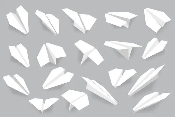 Realistic Paper Planes Mega Set Flat Design Bundle Elements Different — Stock Vector
