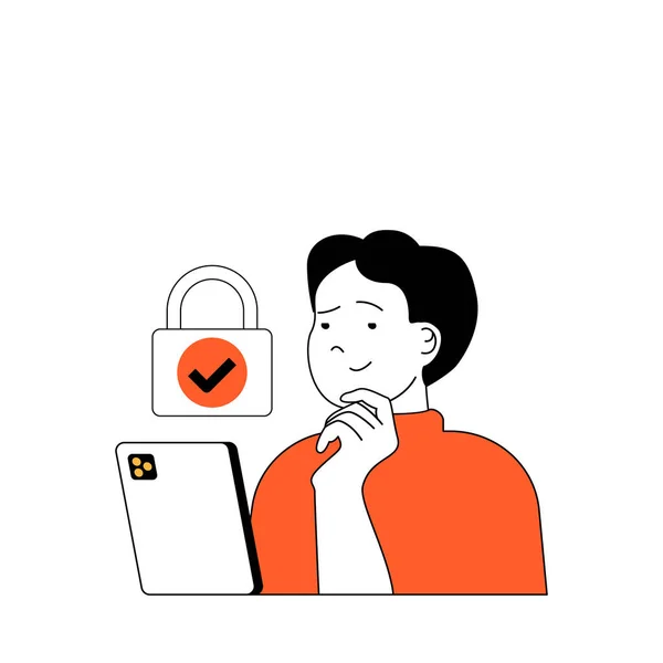 Cyber Sicherheitskonzept Mit Cartoon Menschen Flachem Design Für Das Web — Stockvektor