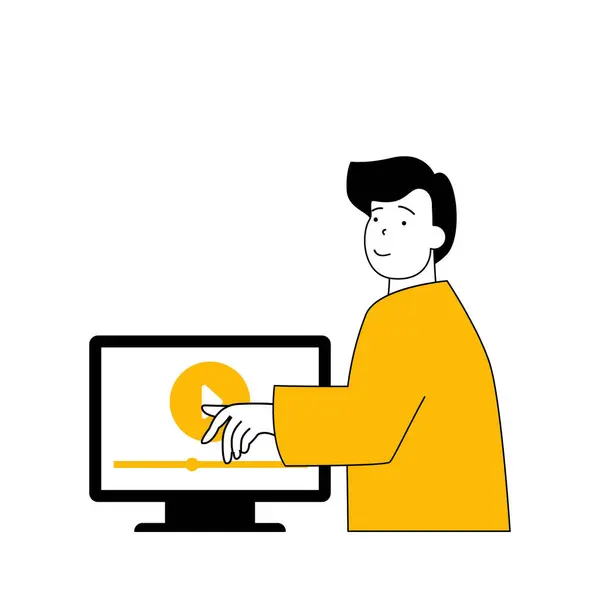 Digitales Geschäftskonzept Mit Zeichentrickfiguren Flachem Design Für Das Web Man — Stockvektor