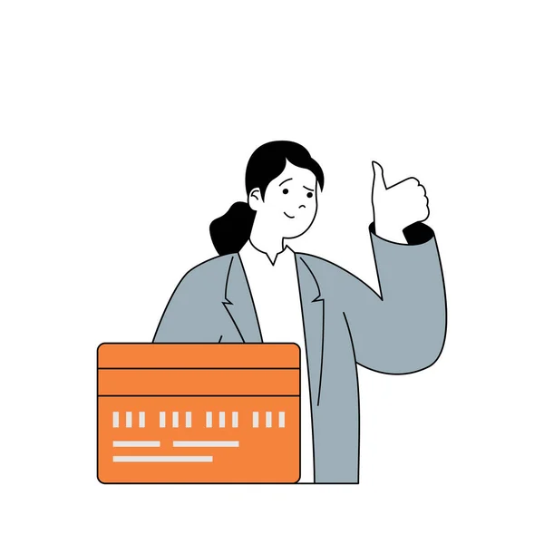 Business Finance Concept Cartoon People Flat Design Web Woman Credit — Image vectorielle