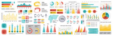 Mega bilgi elemanları kümesi veri görselleştirme vektör tasarım şablonu. Adımlar, seçenekler, iş süreci, iş akışı, diyagram, akış şeması, zaman çizelgesi, pazarlama için kullanılabilir. Bilgi paketleme grafikleri.