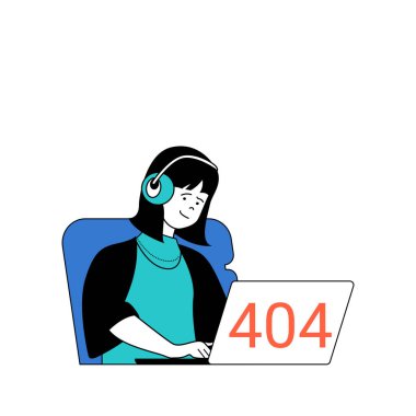 Çizgi film insanlarının web için düz dizayn edildiği programlama konsepti. Kadın yazılım ve uygulamaları test ediyor, hata bulma ve düzeltme problemleri var. Sosyal medya afişi, pazarlama materyali için vektör illüstrasyonu.