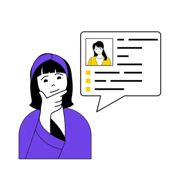 Recruitment Concept Cartoon People Flat Design Web Woman Selecting Choosing — Stock Vector
