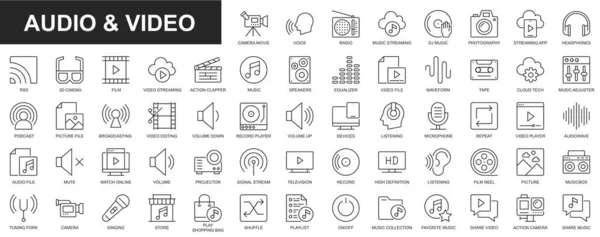 Audio Video Web Icons Set Thin Line Design Pack Camera — Stock Photo, Image