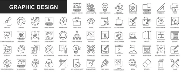 Iconos Web Diseño Gráfico Establecidos Diseño Línea Delgada Paquete Paleta —  Fotos de Stock