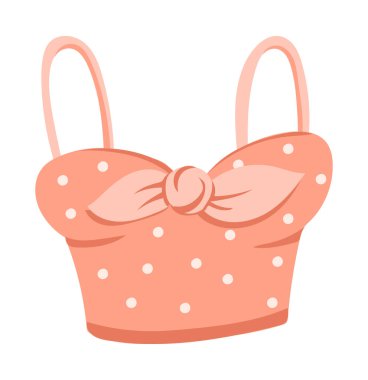 Düz dizaynlı yaz kadını. Kısa pembe kadın korse modeli. Vektör çizimi izole edildi.