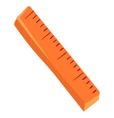 Düz tasarımda düz bir cetvel. Okul kırtasiyesi ve ölçü aleti. Vektör çizimi izole edildi.