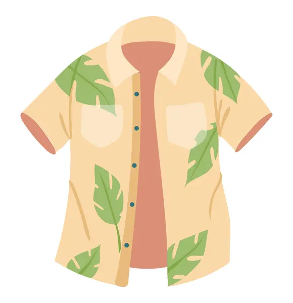 Summer Shirt Flat Design Vacation Tropical Male Clothing Model Vector Grafika Wektorowa