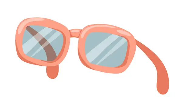 Summer Sunglasses Flat Design Red Plastic Eyewear Summertime Accessory Vector Grafika Wektorowa