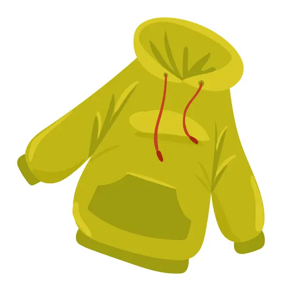 Cute Green Hoodie Flat Design Hooded Sweatshirt Kangaroo Pocket Vector Grafika Wektorowa