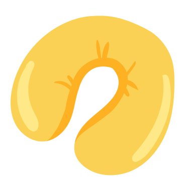 Düz dizaynlı boyun yastığı. Yolculuk için sarı şişirilebilir yumuşak yastık. Vektör çizimi izole edildi.