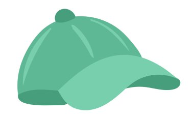 Düz dizaynlı beyzbol şapkası. Yaz için yeşil başlık ya da seyahat kıyafeti. Vektör çizimi izole edildi.