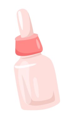 Serum şişesi düz dizaynlı. Yüz bakımı kozmetik ürünleri. Vektör çizimi izole edildi.