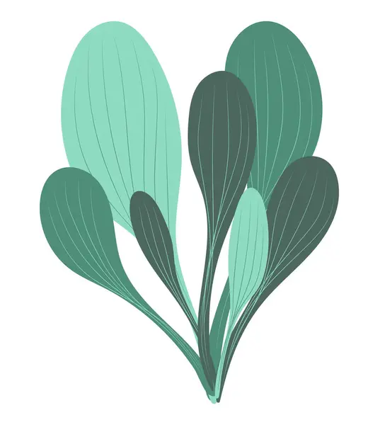 Buisson Feuillage Abstrait Design Plat Grandes Feuilles Salade Verte Arbuste — Image vectorielle
